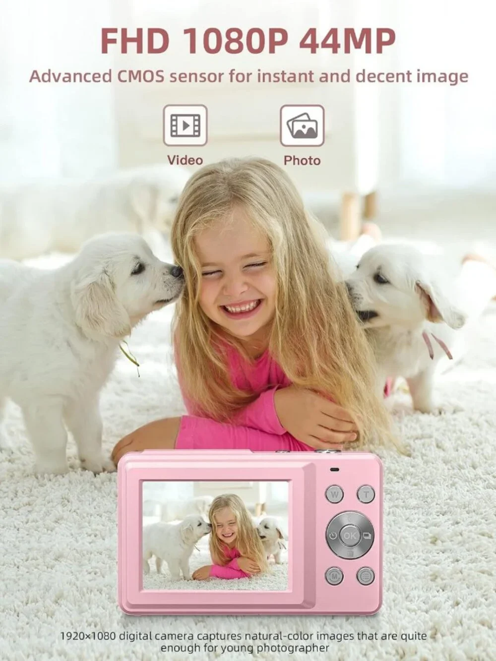 FHD 1080P Digital Point & Shoot Camera, 16X Zoom, Anti-Shake, Compact, 32GB Card